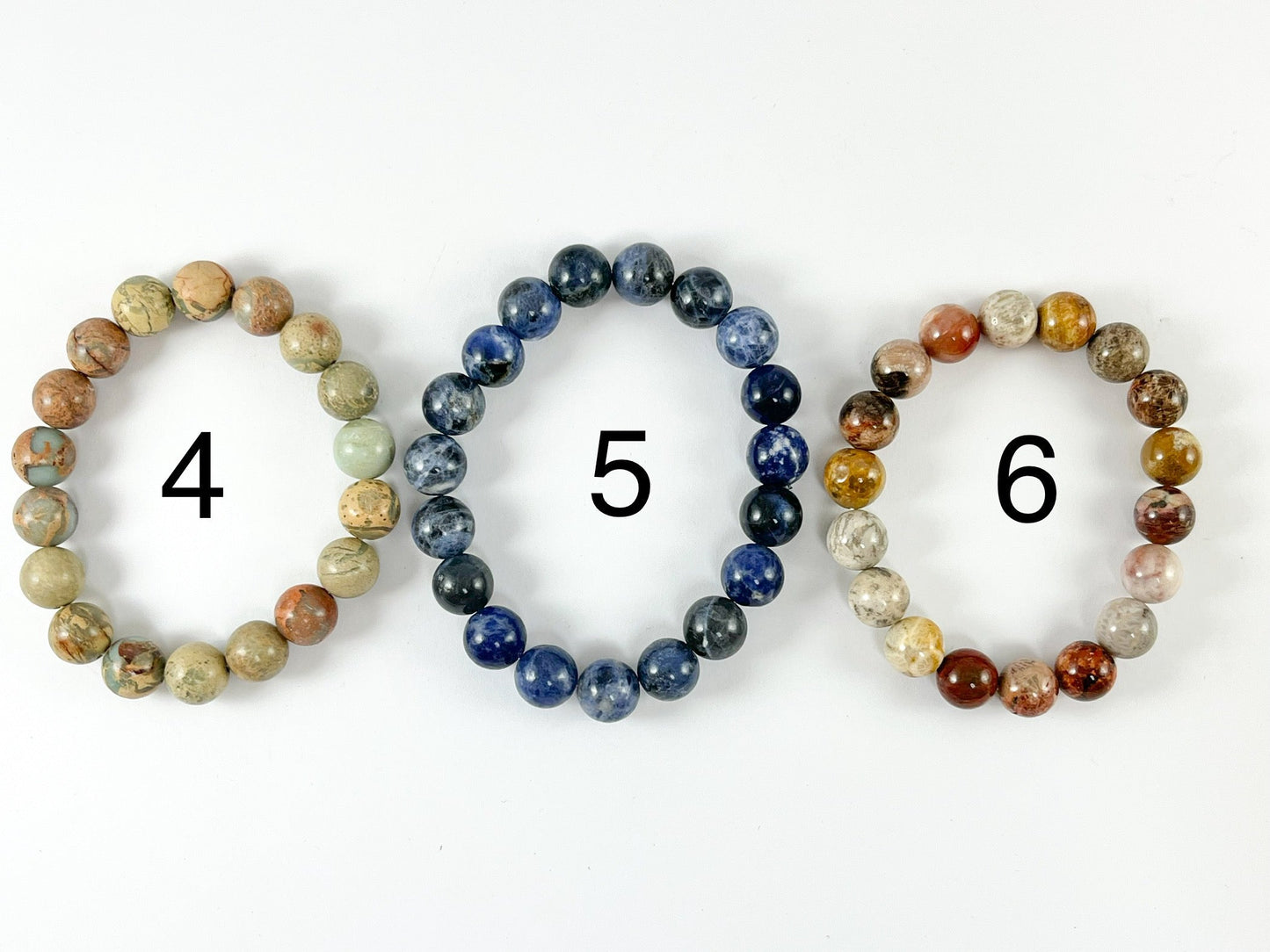 10mm Natural Stone Stretchy Bracelets Hand Cut Labradorite/ Clear Crackle Quartz/ Green Aventurine/ Aqua Terra/ Sodalite/ Coral Fossil