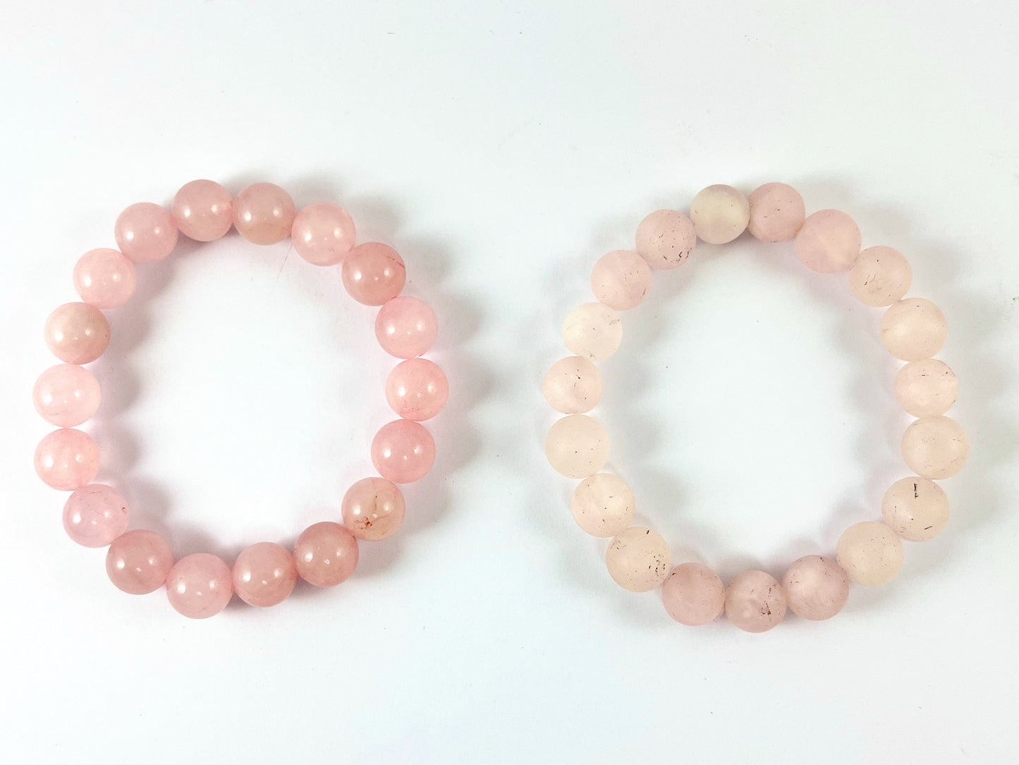10mm Natural Stone Smooth Shiny and Matte Stretchy Bracelets Rose Quartz/ Amazonite