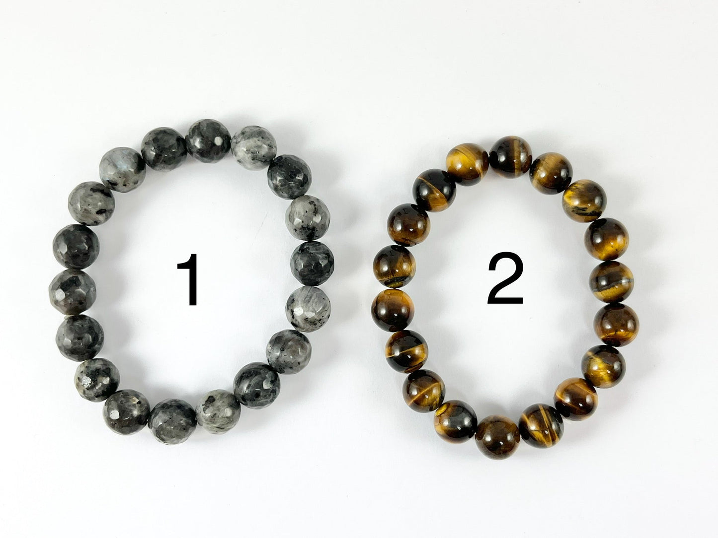10mm Natural Stone Shiny and Matte Stretchy Bracelets Faceted Black Labradorite/ Tiger's Eye/ Matte Artistic Jasper/ Matte Picasso Jasper