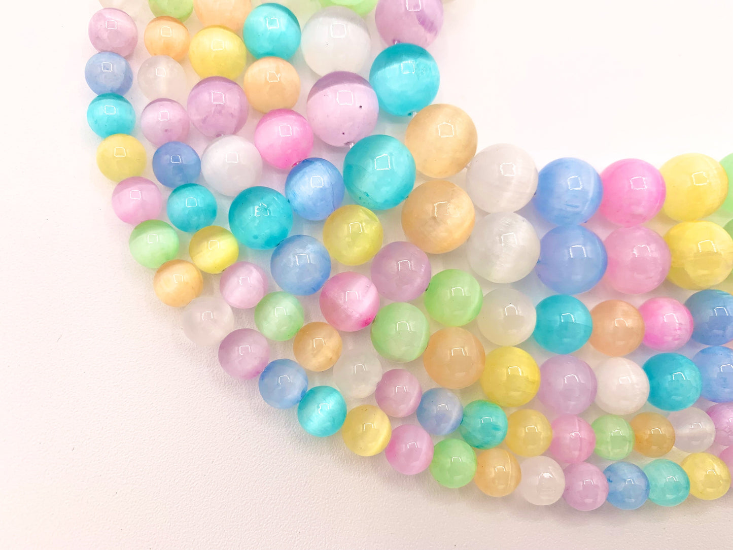 Dyed Macaron Color Selenite Round Smooth Gorgeous Pastel Multicolor Gemstone Beads Easter Color Stone 6mm 8mm 10mm 15"-16"