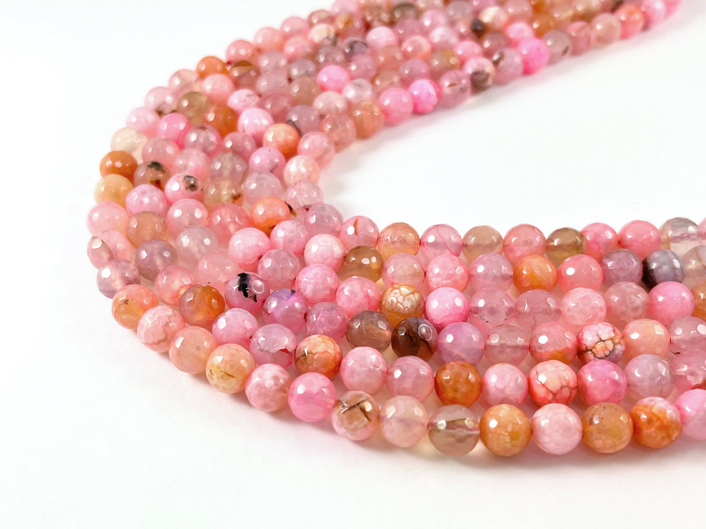High Quality Bright Pink Dyed Agate Round Faceted Natural Stone Beads  6mm 8mm 10mm 12mm Around 15"