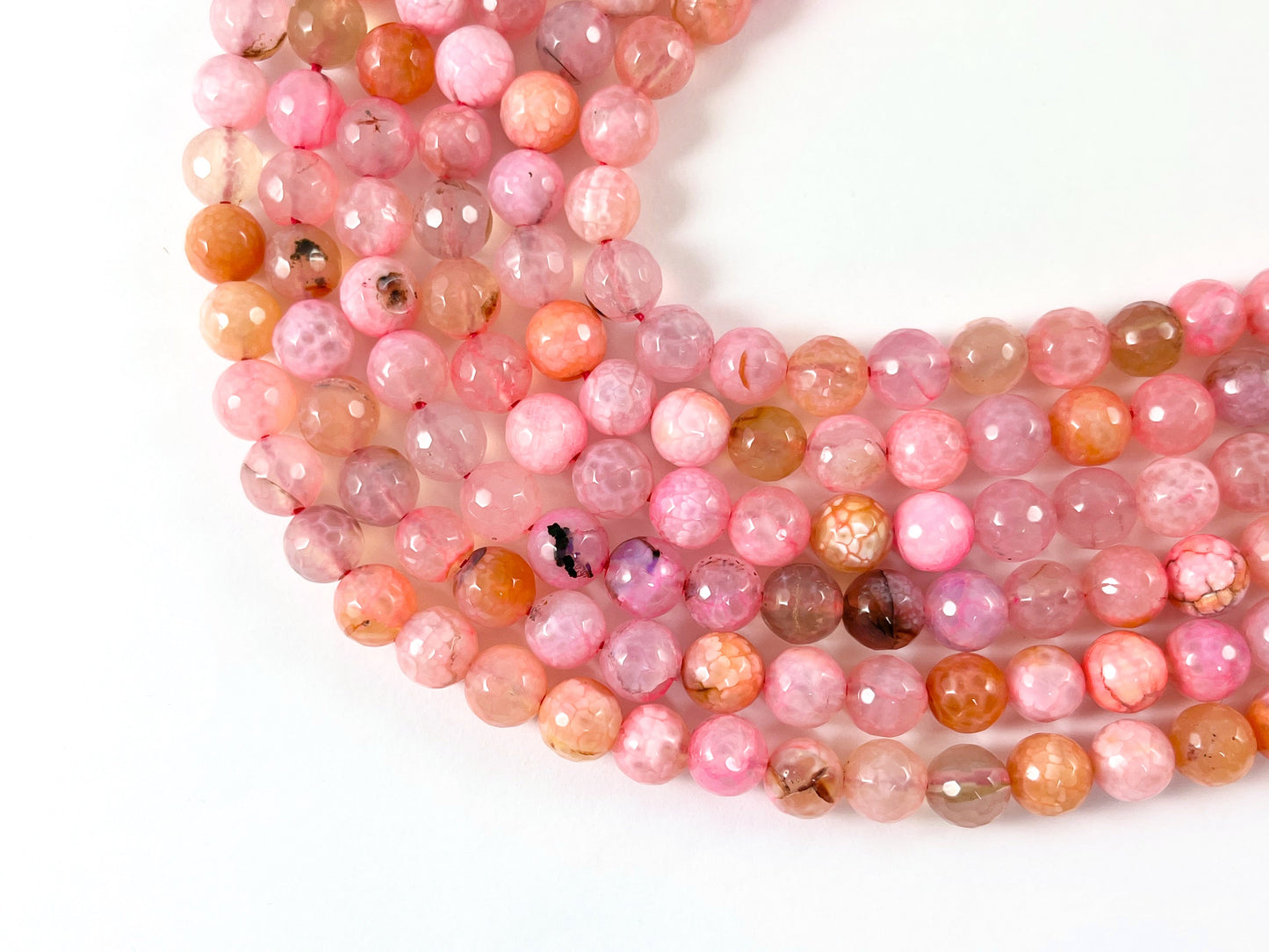 High Quality Bright Pink Dyed Agate Round Faceted Natural Stone Beads  6mm 8mm 10mm 12mm Around 15"