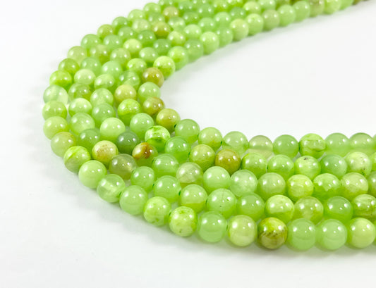 Natural Green Calcite Beads Bright Neon Green Round Shiny Polished Smooth Natural Stone Beads 6mm 8mm 10mm 12mm Around 14-15"