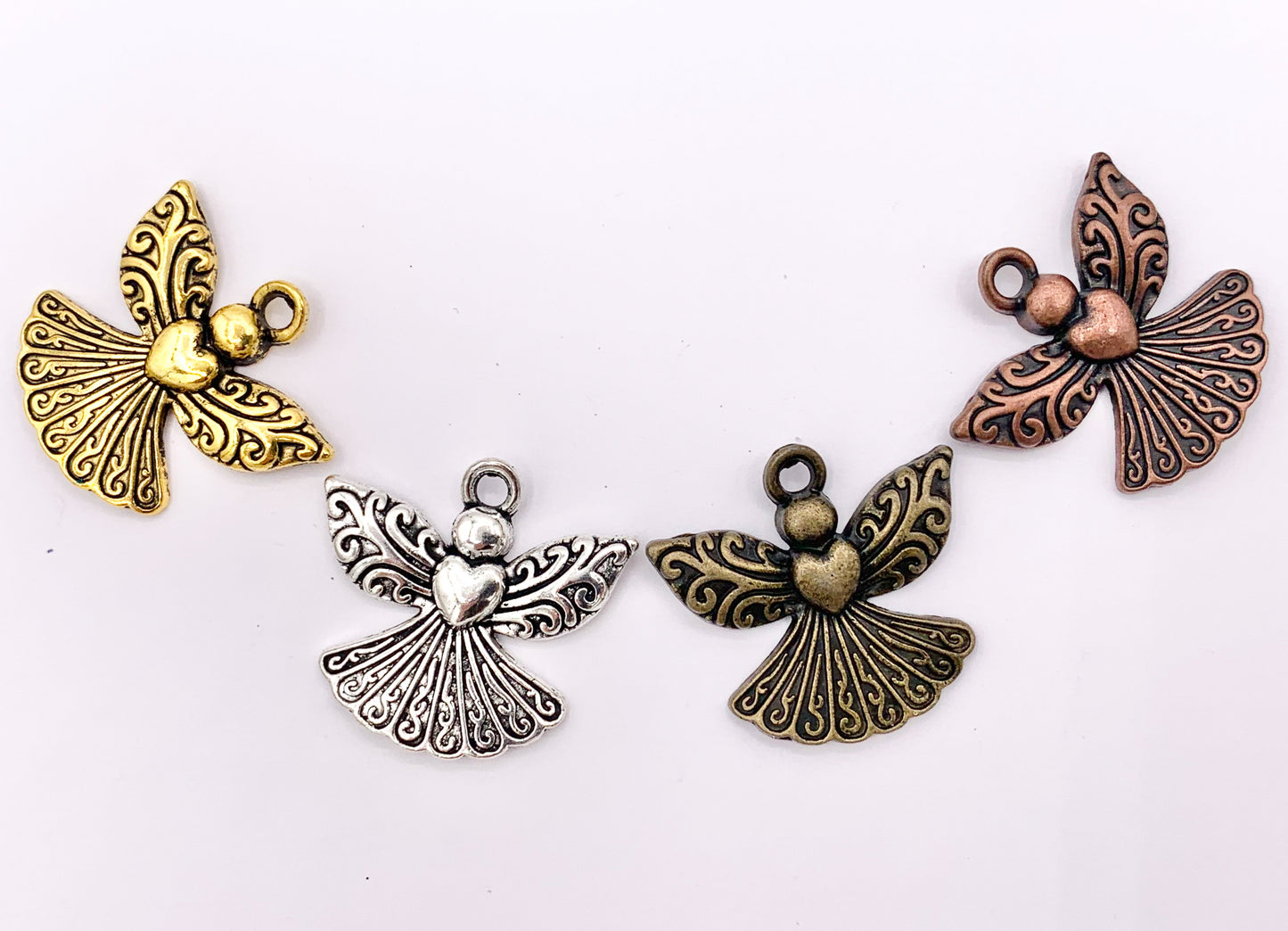 23x21mm Pewter Cute Angel Charm in Gold, Silver, Copper and Brass 125g