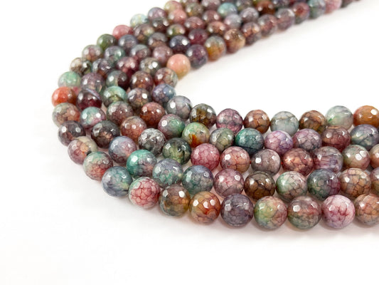 High Quality Multicolor Dyed Agate Round Faceted Natural Stone Beads  6mm 8mm 10mm 12mm 14mm Around 15"