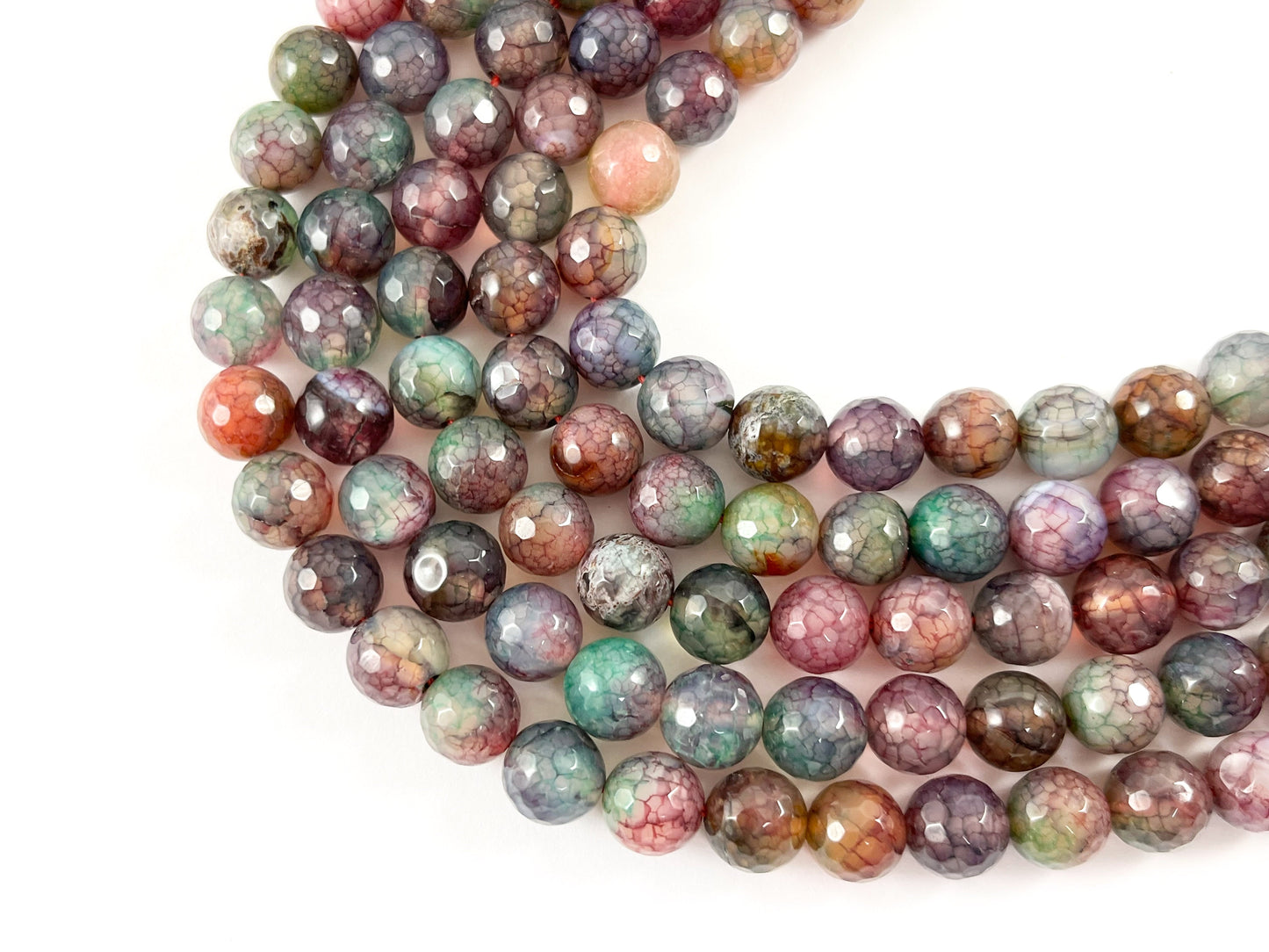 High Quality Multicolor Dyed Agate Round Faceted Natural Stone Beads  6mm 8mm 10mm 12mm 14mm Around 15"