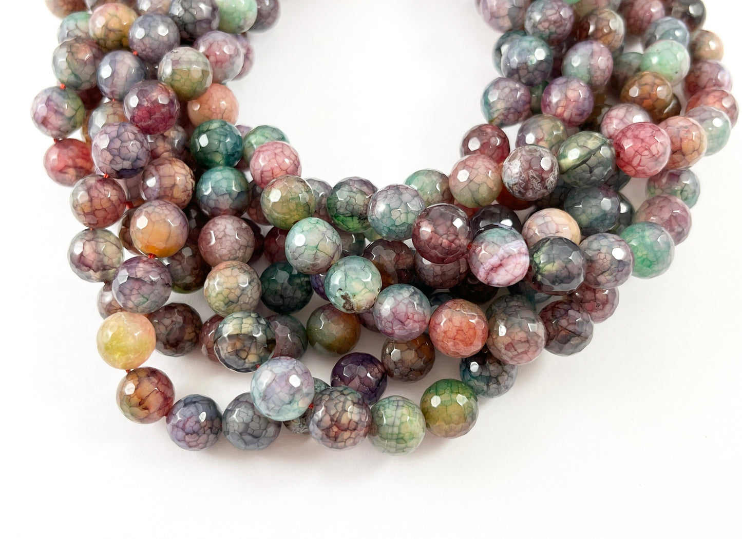 High Quality Multicolor Dyed Agate Round Faceted Natural Stone Beads  6mm 8mm 10mm 12mm 14mm Around 15"