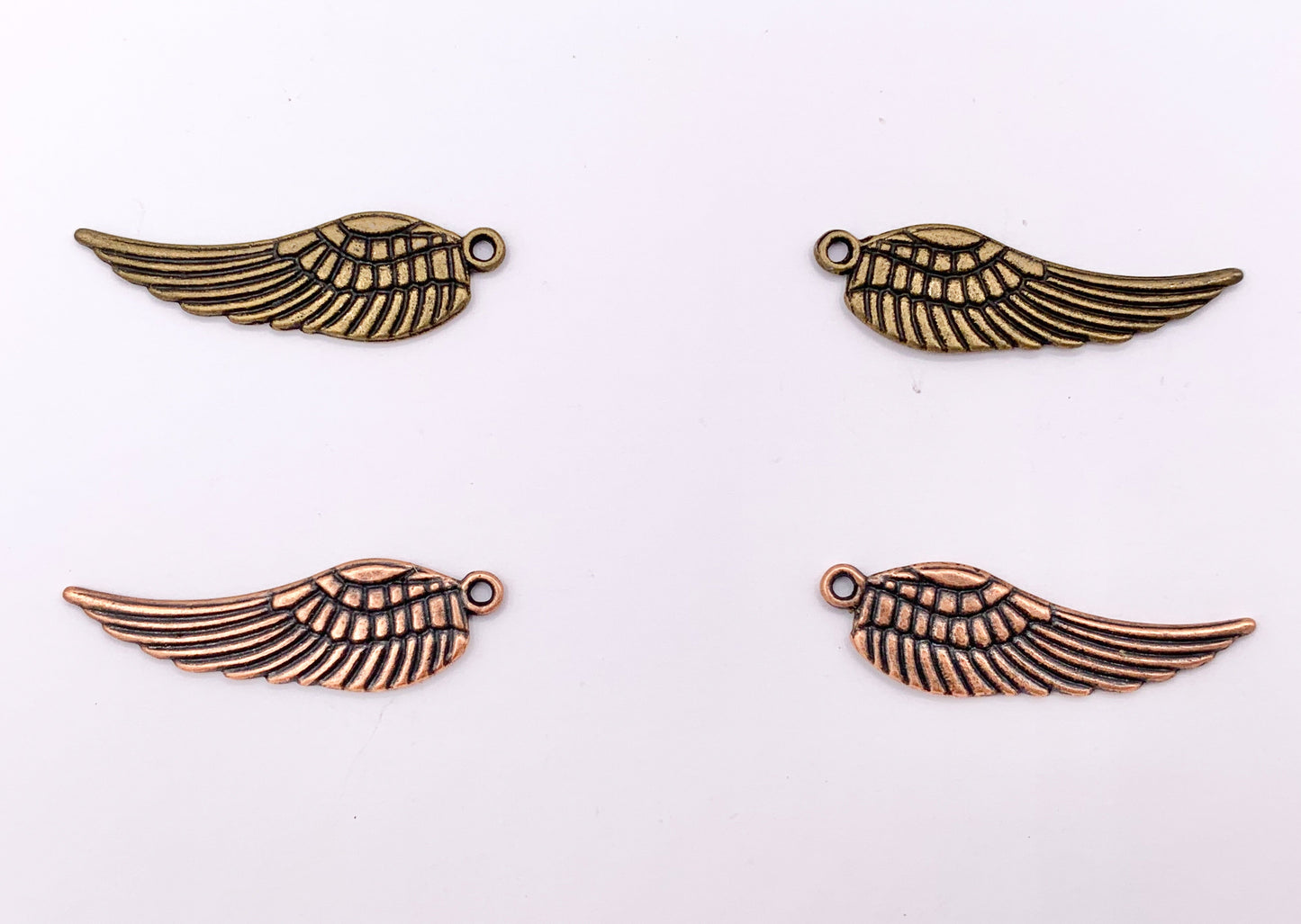 9x30mm Pewter Cute Double Sided Wing Charm in Gold, Rosy Gold, Silver, Copper and Brass 125g