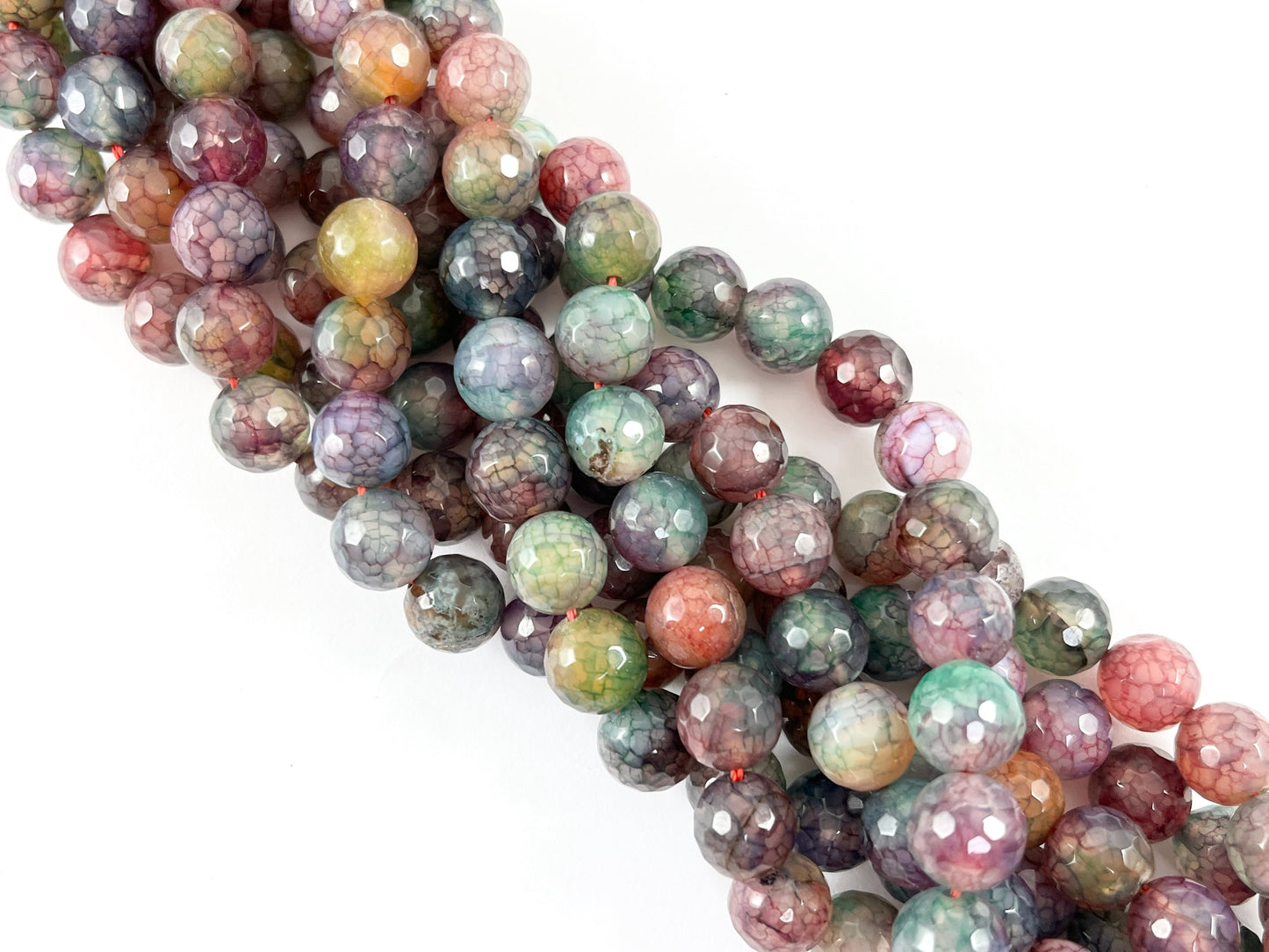 High Quality Multicolor Dyed Agate Round Faceted Natural Stone Beads  6mm 8mm 10mm 12mm 14mm Around 15"