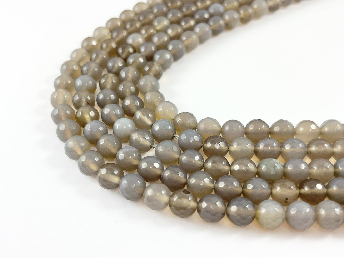 High Quality Gray Dyed Agate Round Faceted Natural Stone Beads  6mm 8mm 10mm 12mm 14mm Around 15"
