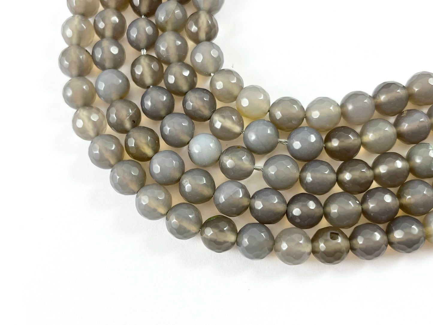 High Quality Gray Dyed Agate Round Faceted Natural Stone Beads  6mm 8mm 10mm 12mm 14mm Around 15"