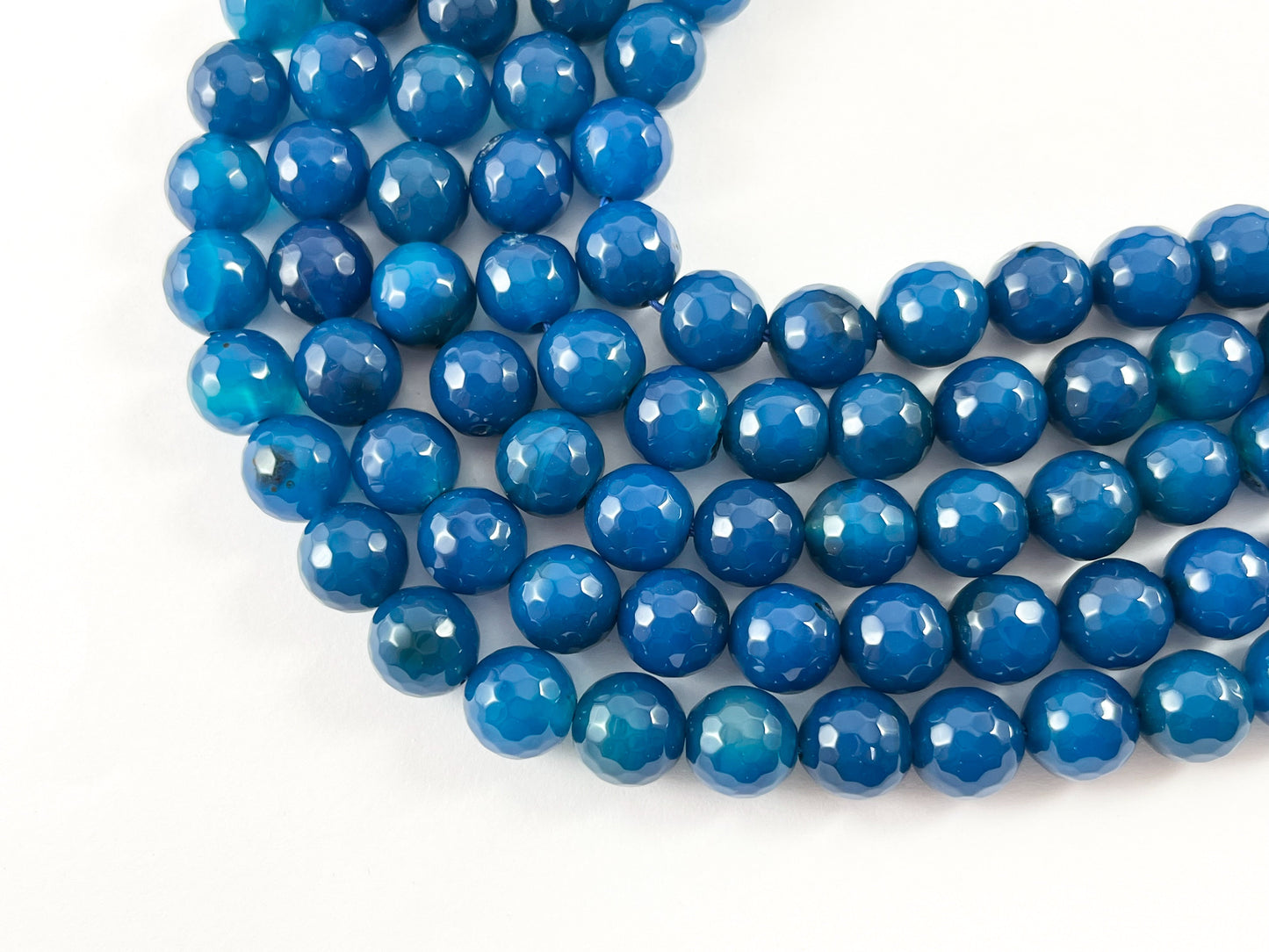 High Quality Blue Agate Round Faceted Natural Stone Beads  6mm 8mm 10mm 12mm Around 15"