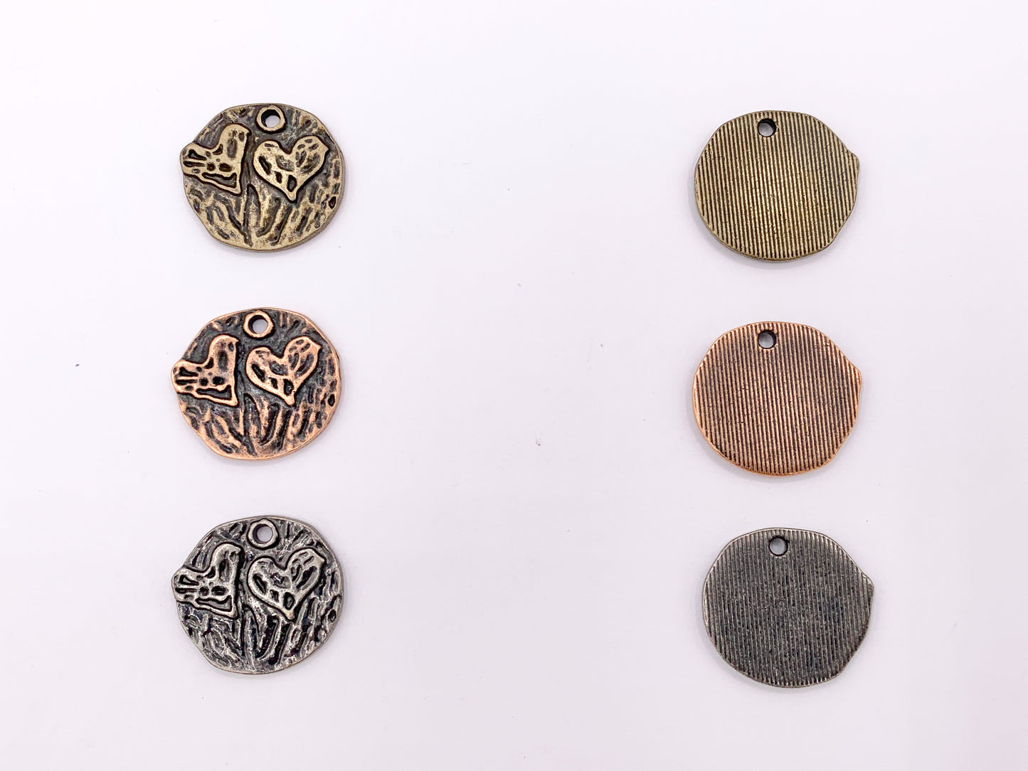 18x20mm Pewter Heart Coin Charms Valentine's Day Heart Pendants in 9 Colors