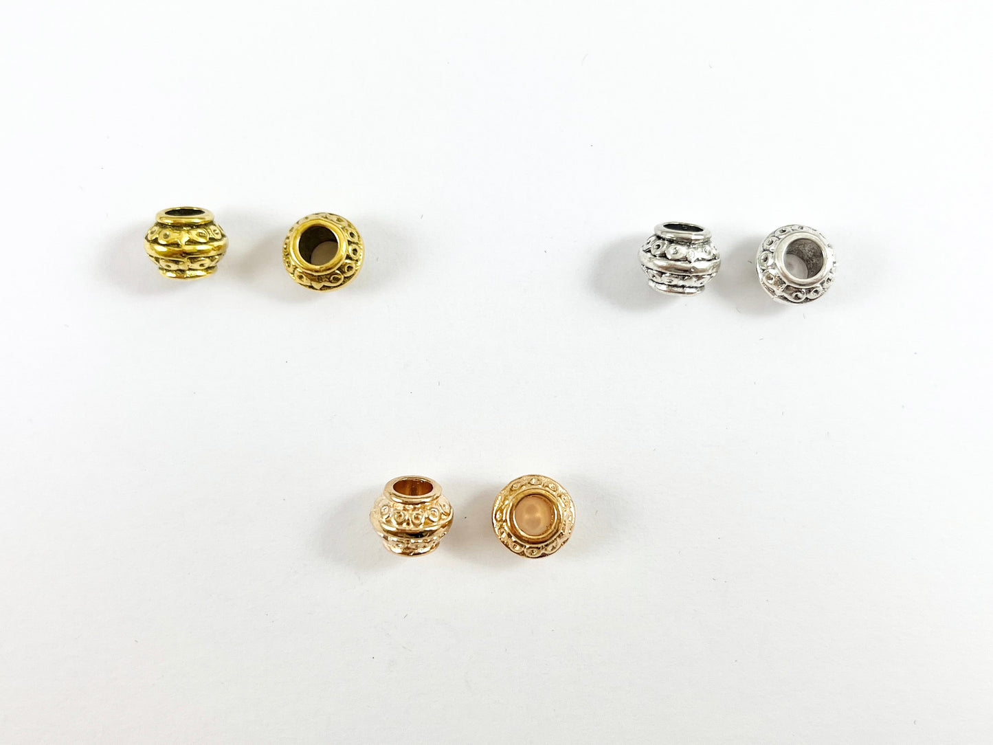 7x9mm Pewter Rondelle Large Hole Spacer Beads Antique Gold, Rosy Gold, Silver, Bronze, Copper 125 Grams Bag