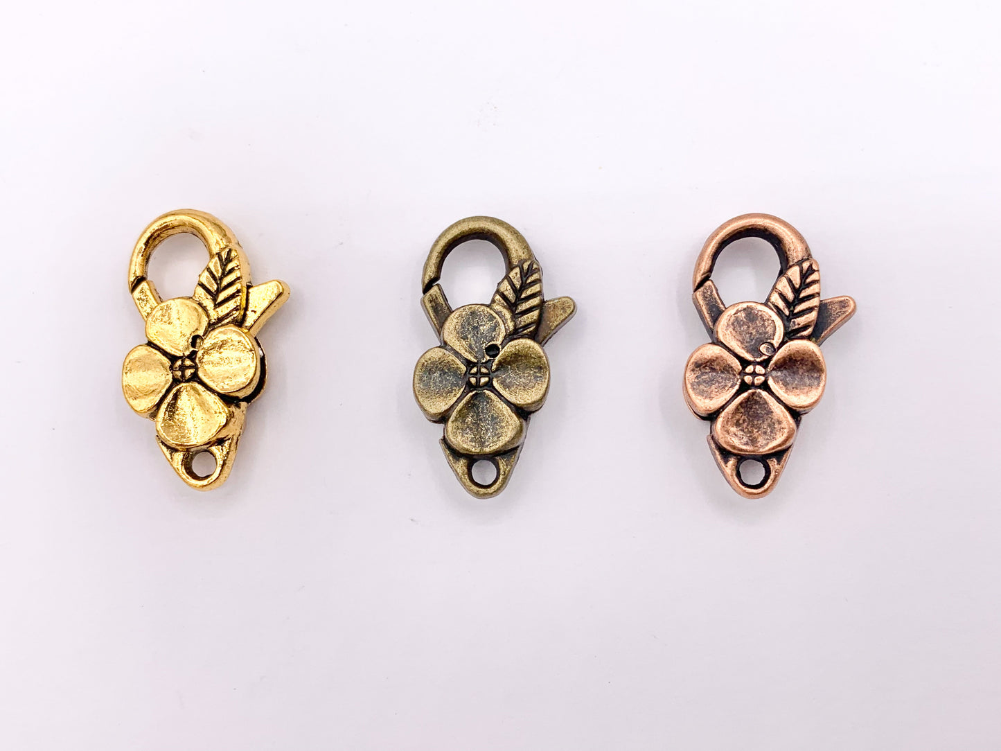 14x25mm Pewter Antique Large Flora Lobster Claw Clasps in Gold, Copper, Brass 18 PCS