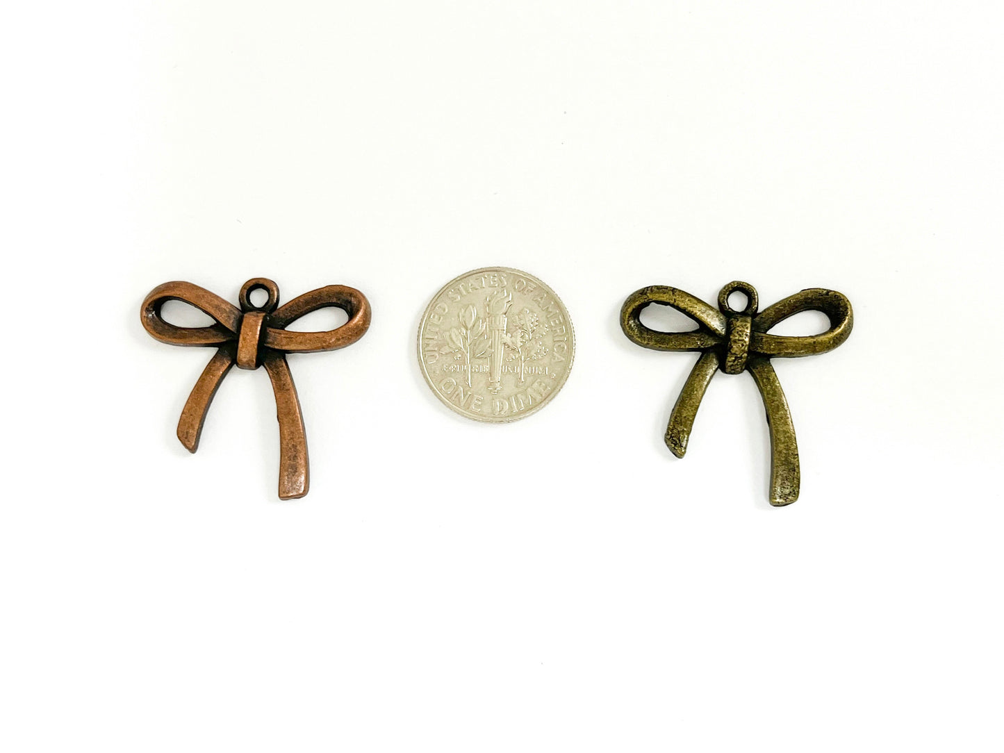26x25mm Pewter Christmas Bow Tie Charm in Antique Copper and Brass 125 Grams Bag