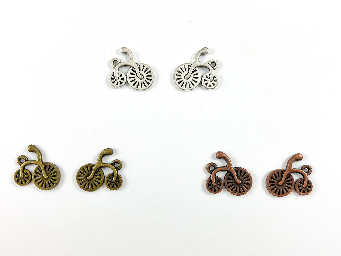 18x17mm Pewter Cute Tiny Bike Charm in Antique Silver, Copper and Brass | Bulk Option Available