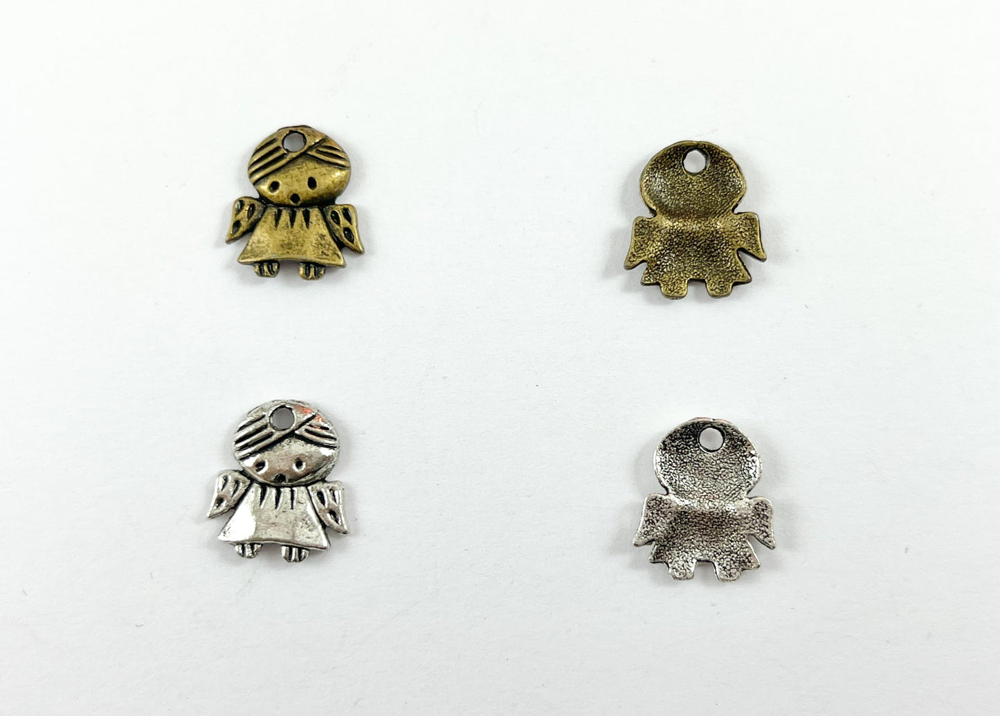 12x14mm Pewter Little Angel Pendants Cute Tiny Angel Charms Antique Silver and Bronze Color 125 Grams Bag