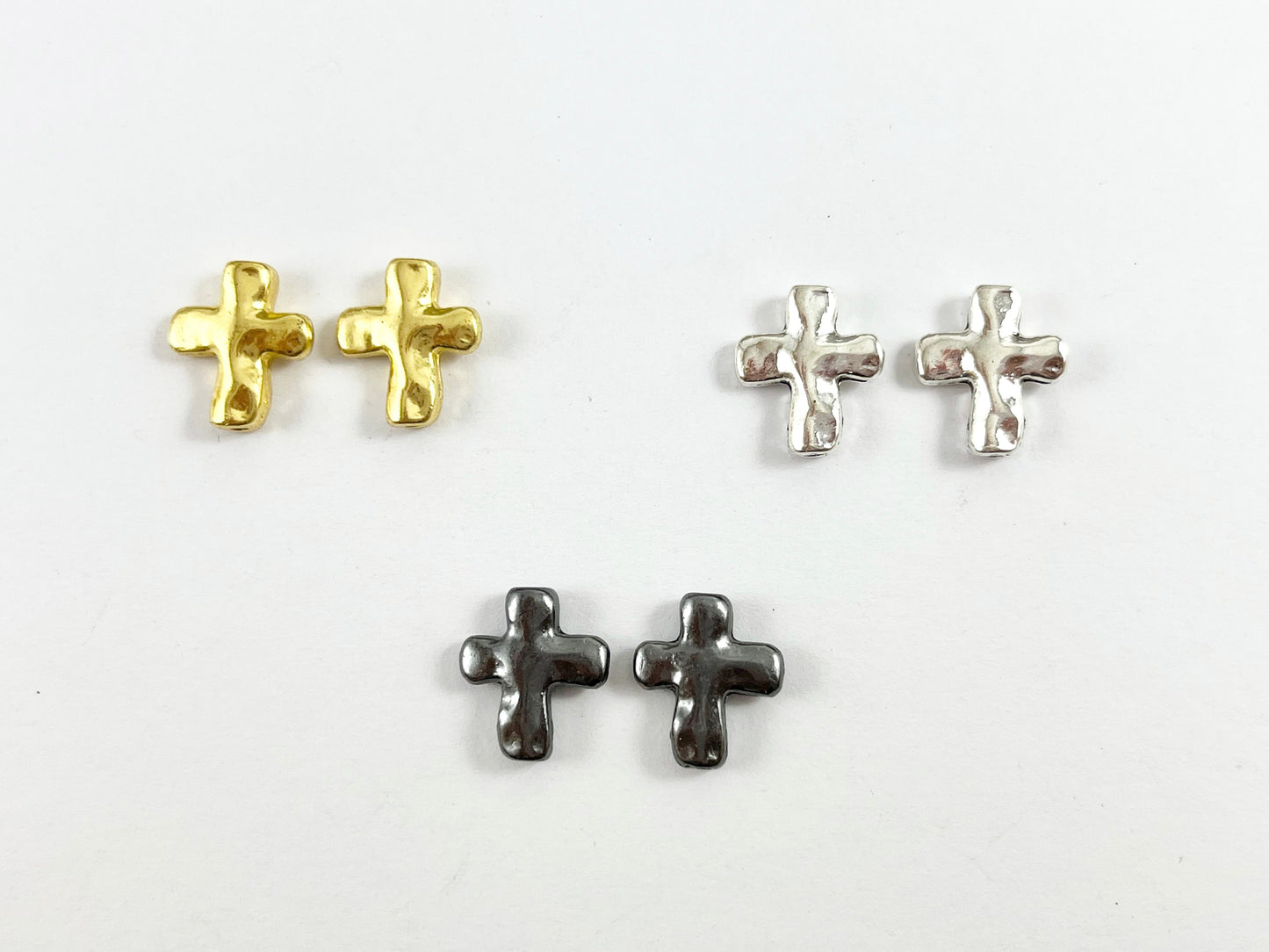 12x13mm Bulk Order Pewter Small Cross Spacer Beads Antique Gold, Silver, Bronze, Copper, Shiny Gunmetal