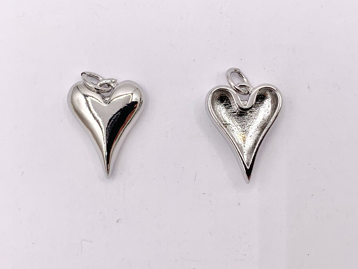 Cute One Sided Puffy Heart Charms Pendants in 18K Gold/Silver plated Copper 10 PCS