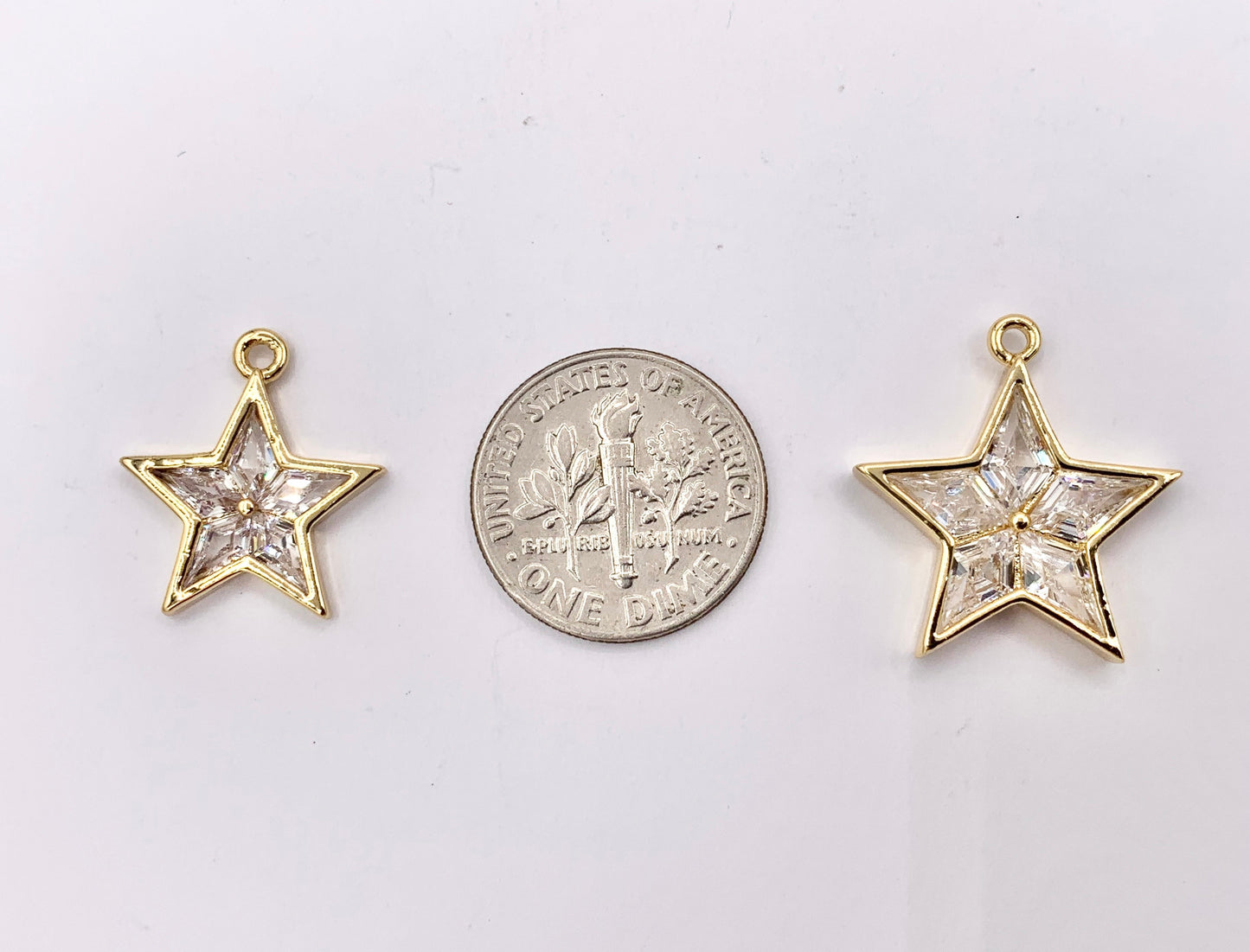 Cute CZ Pave Star Pendant in Real Gold 18K Plated Copper