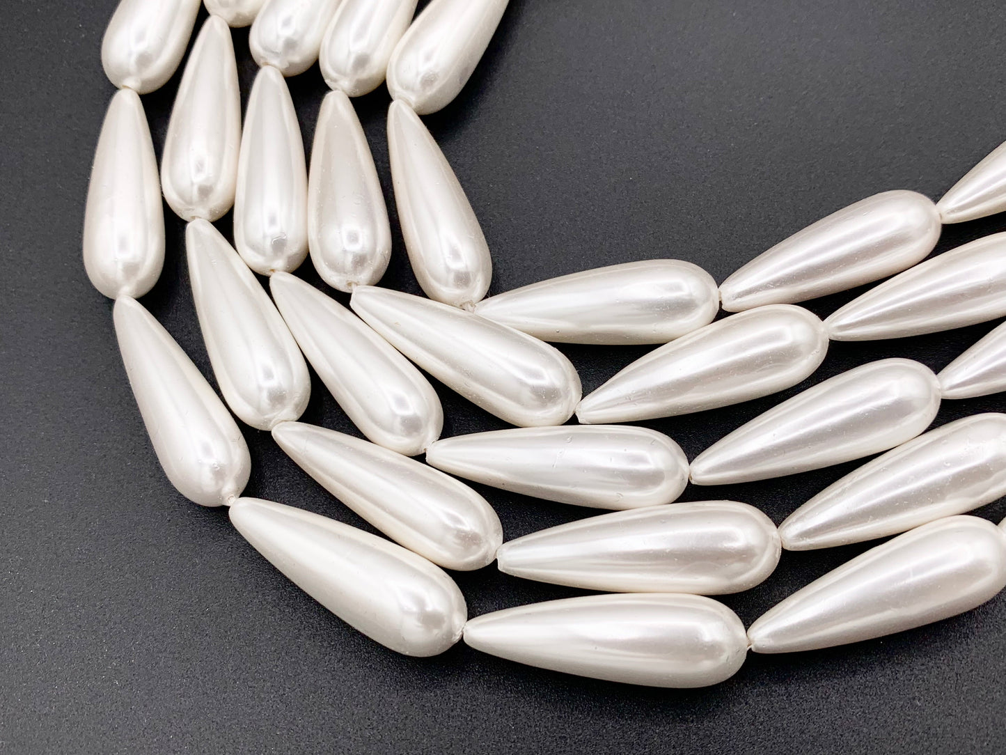 10x30mm White Shell Pearl Large Teardrop Beads Around 16" (1 Strand)