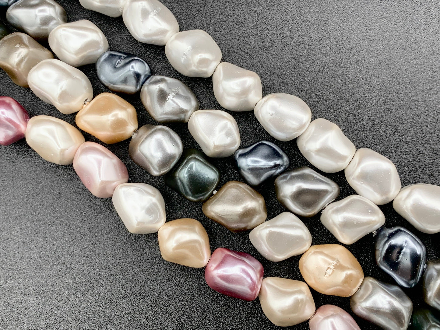 11x13mm White and Colorful Shell Pearl Nugget Beads Around 15" (1 Strand)