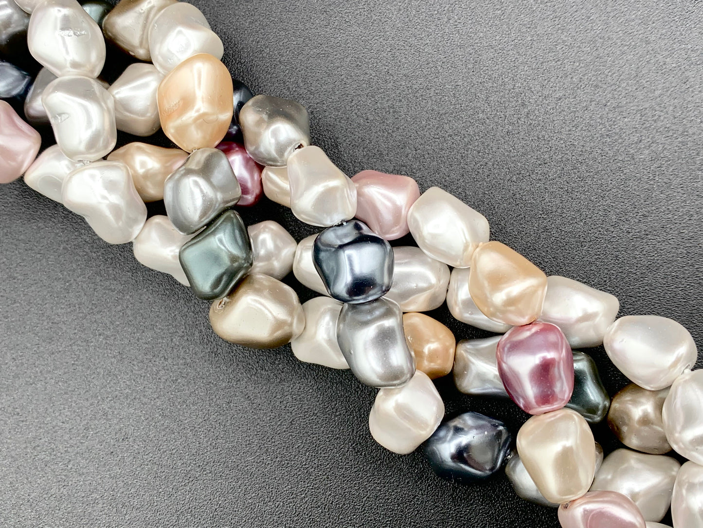 11x13mm White and Colorful Shell Pearl Nugget Beads Around 15" (1 Strand)