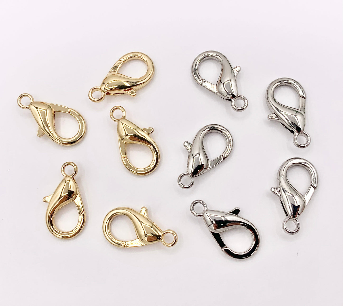 18K Gold/Silver Plated Plain Medium Large Lobster Clasp 20 PCS