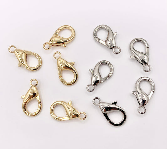 18K Gold/Silver Plated Plain Medium Large Lobster Clasp 20 PCS