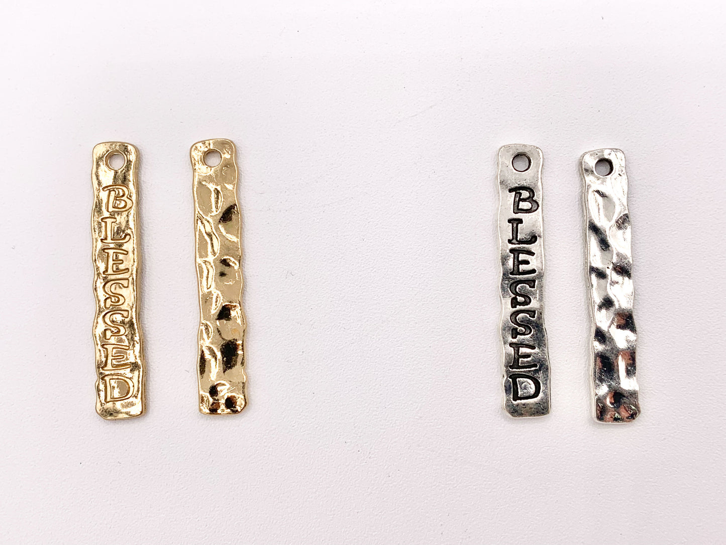 7x39mm/1.5 inches Pewter Hammered BLESSED Religious Bar Pendants Bulk Order in Gold, Silver, Copper And Brass