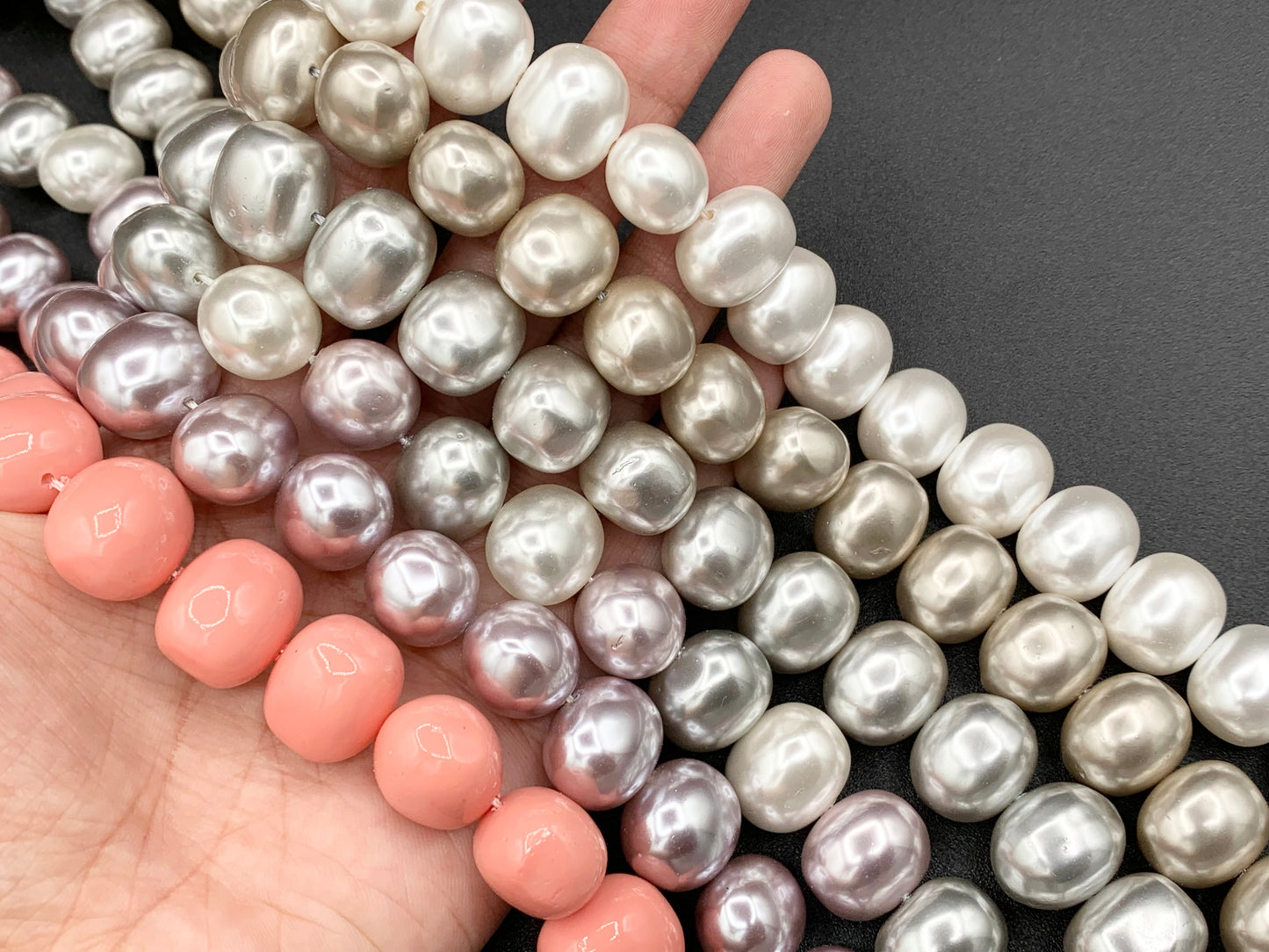 12x16mm Shell Pearl Egg Shape Beads Pearl Powder Coated Shell Oval Beads Around 15-16" (1 Strand)