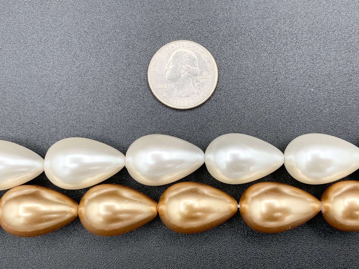 16x24mm Shell Pearl Large Teardrop Beads Pearl Powder Coated Shell Beads Around 15" White, Silver, Champagne, Brown (1 Strand)