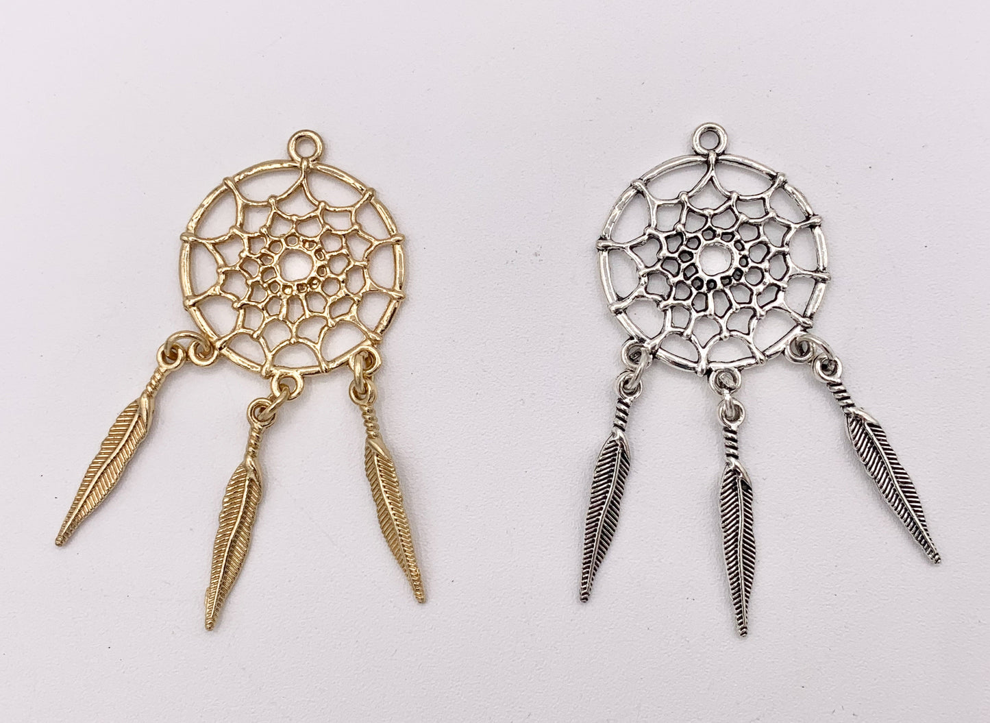 2.5 Inches Pewter Filigree Dream Catcher Pendants Bulk Order in Gold, Silver, Brass, Copper And Green Patina