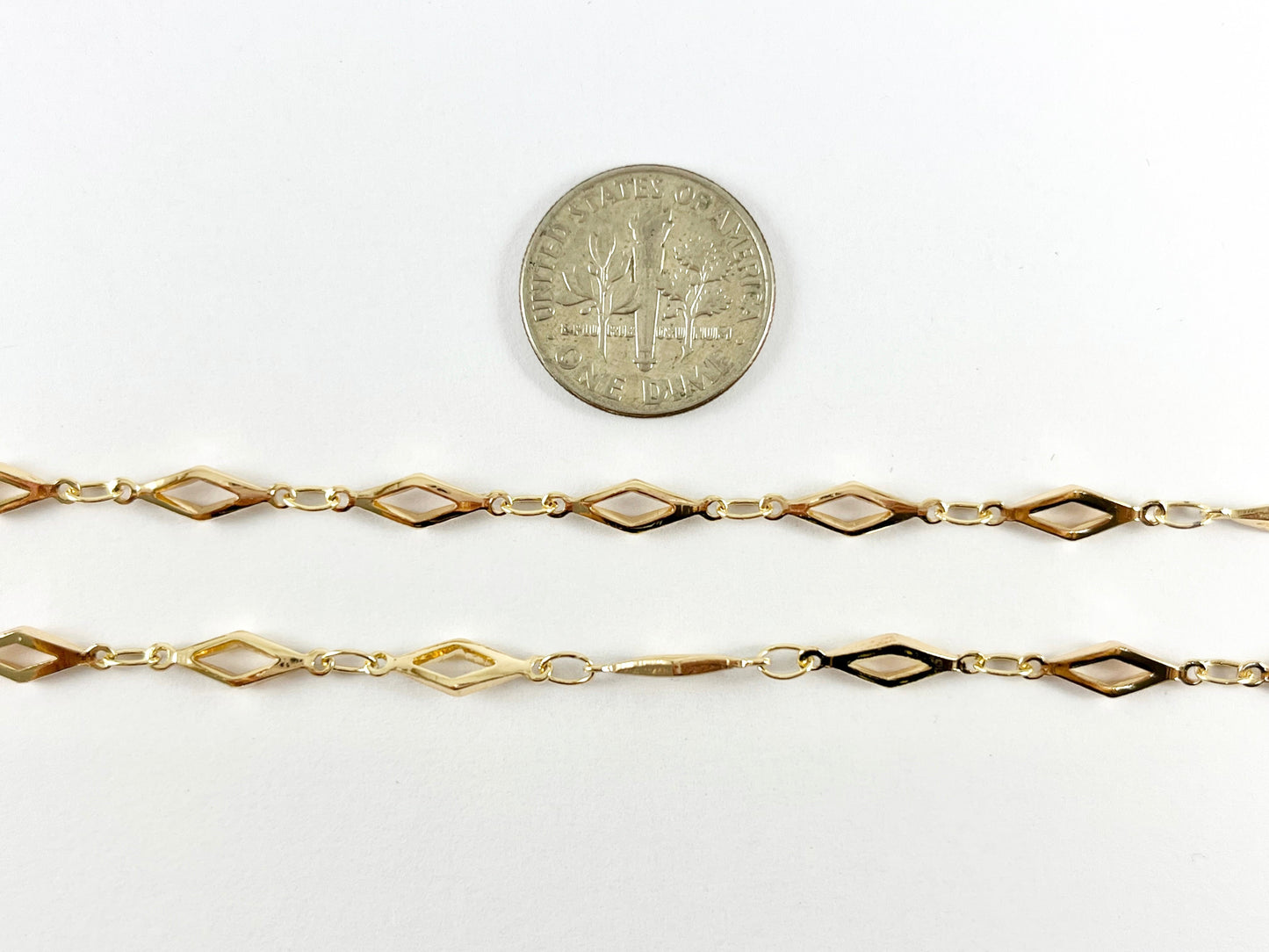 18K Gold Plated Dainty Skinny Diamond Shape Chain By The Yard for Necklace and Bracelet Making