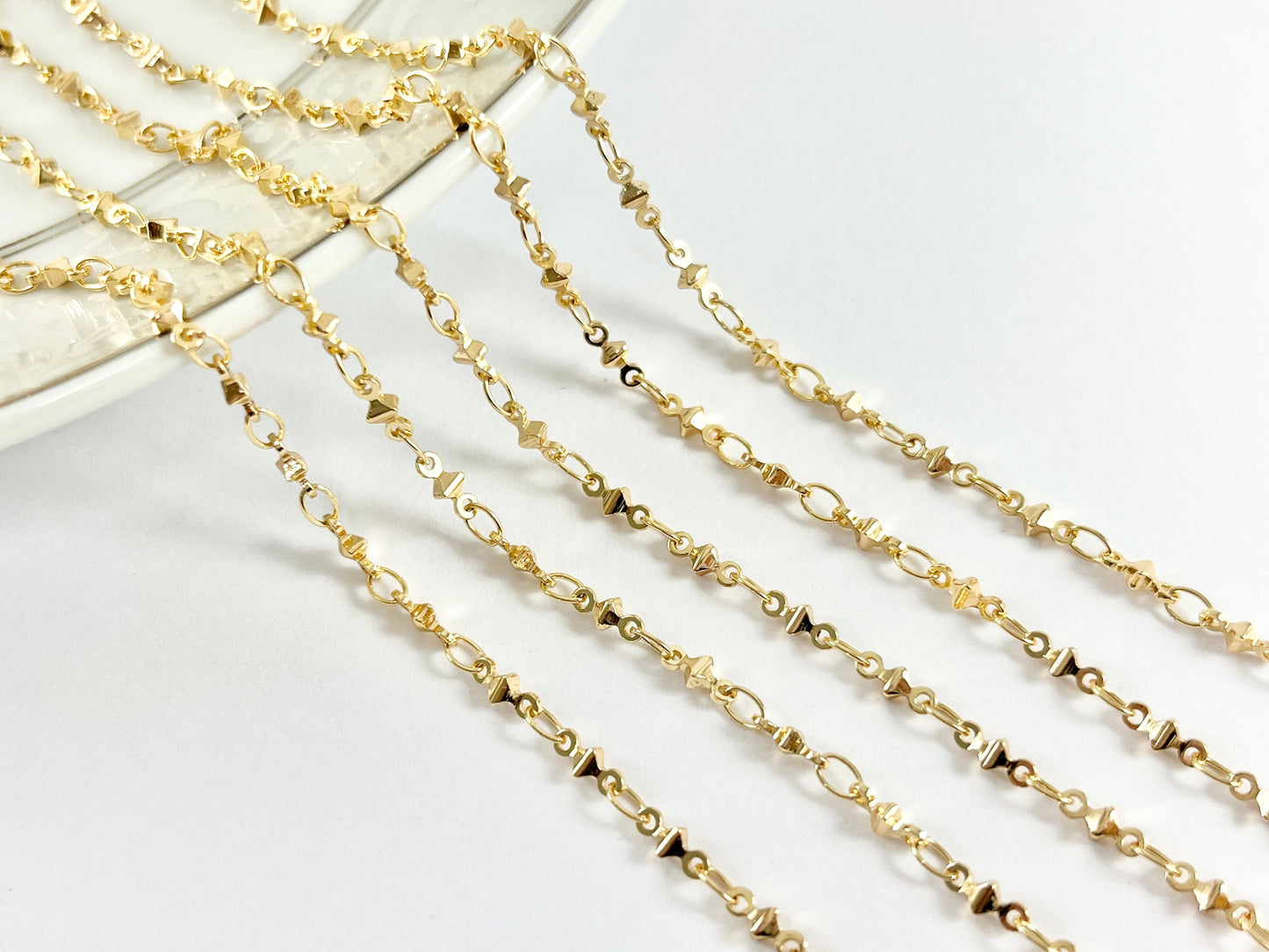 Minimalist Dainty Nugget 18K Gold Plated Chain for Necklace and Bracelet Making