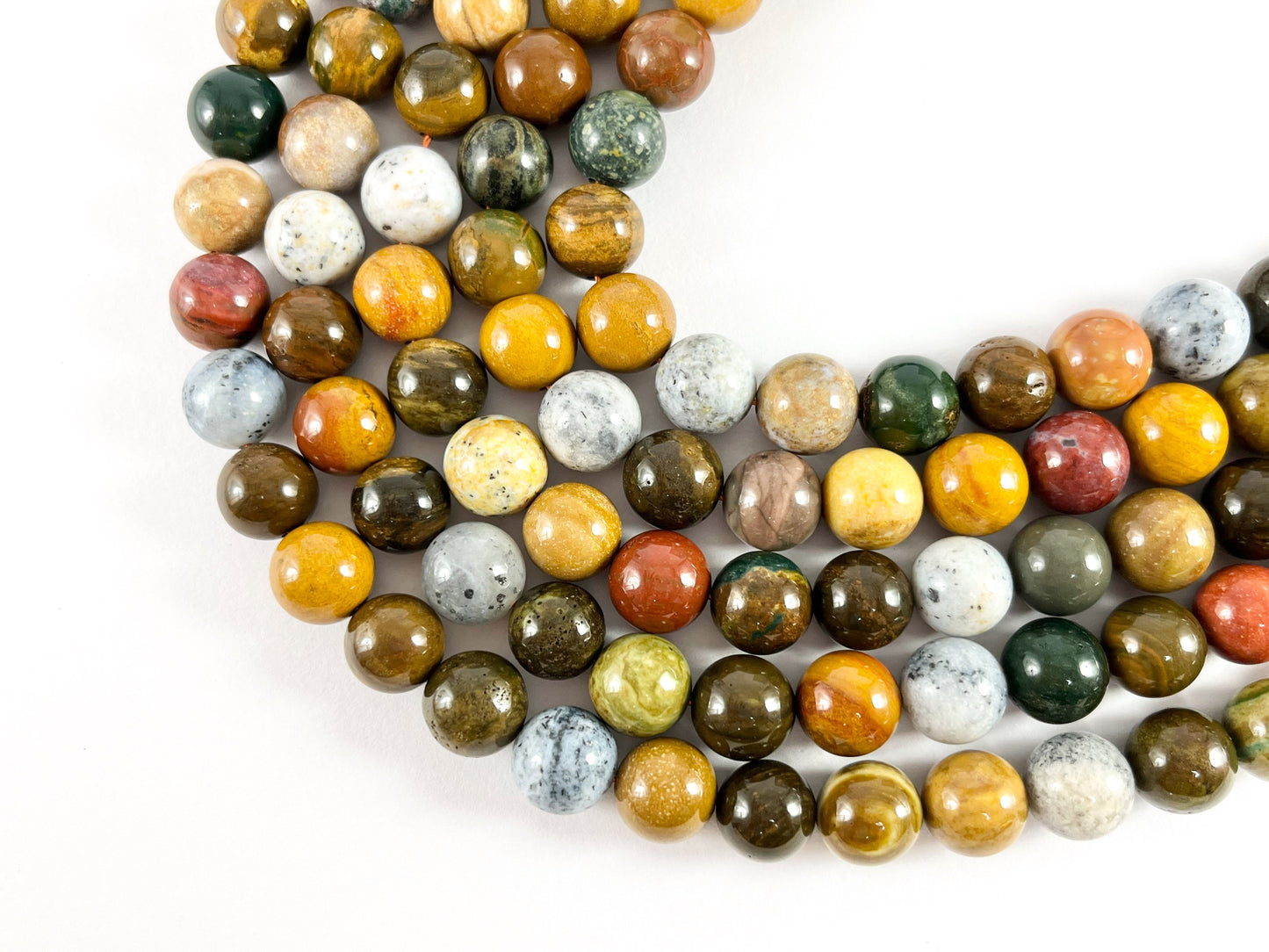 Hight Quality Yellow Ocean Jasper Natural Stone Round Smooth Beads 6mm 8mm 10mm