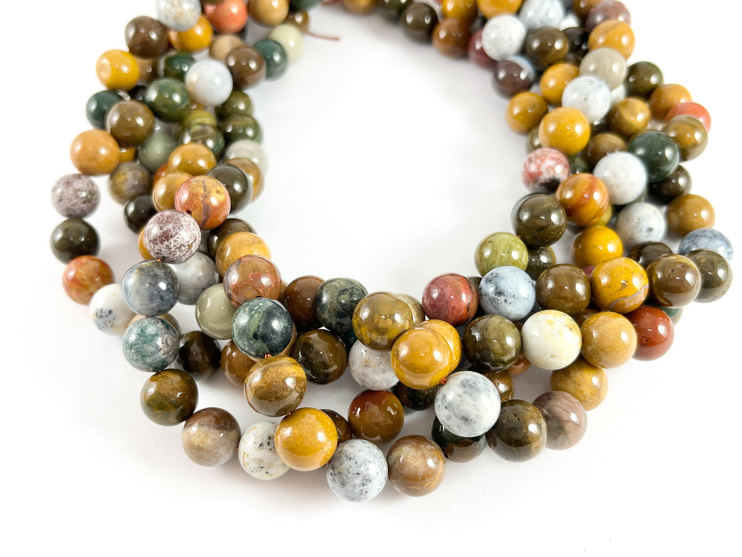 Hight Quality Yellow Ocean Jasper Natural Stone Round Smooth Beads 6mm 8mm 10mm