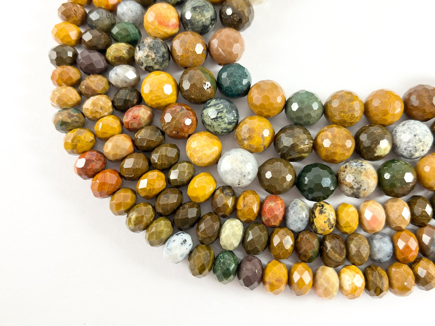 Hight Quality Yellow Ocean Jasper Hand Cut Faceted Natural Stone Round Rondelle Beads 6mm 8mm 10mm