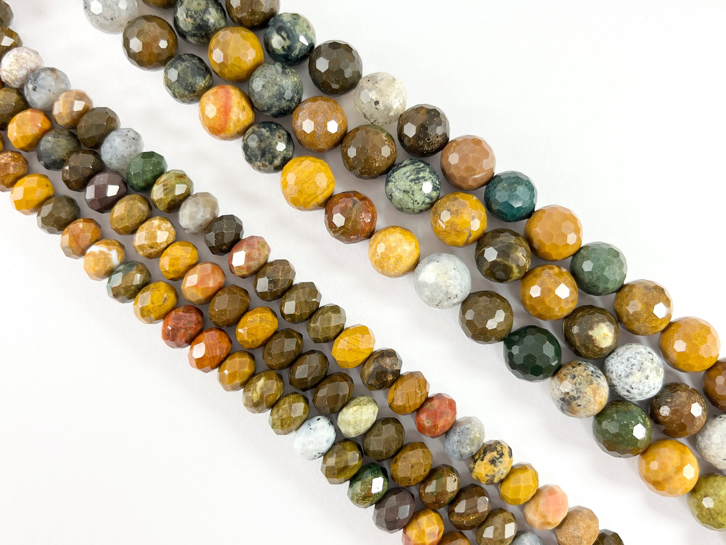 Hight Quality Yellow Ocean Jasper Hand Cut Faceted Natural Stone Round Rondelle Beads 6mm 8mm 10mm