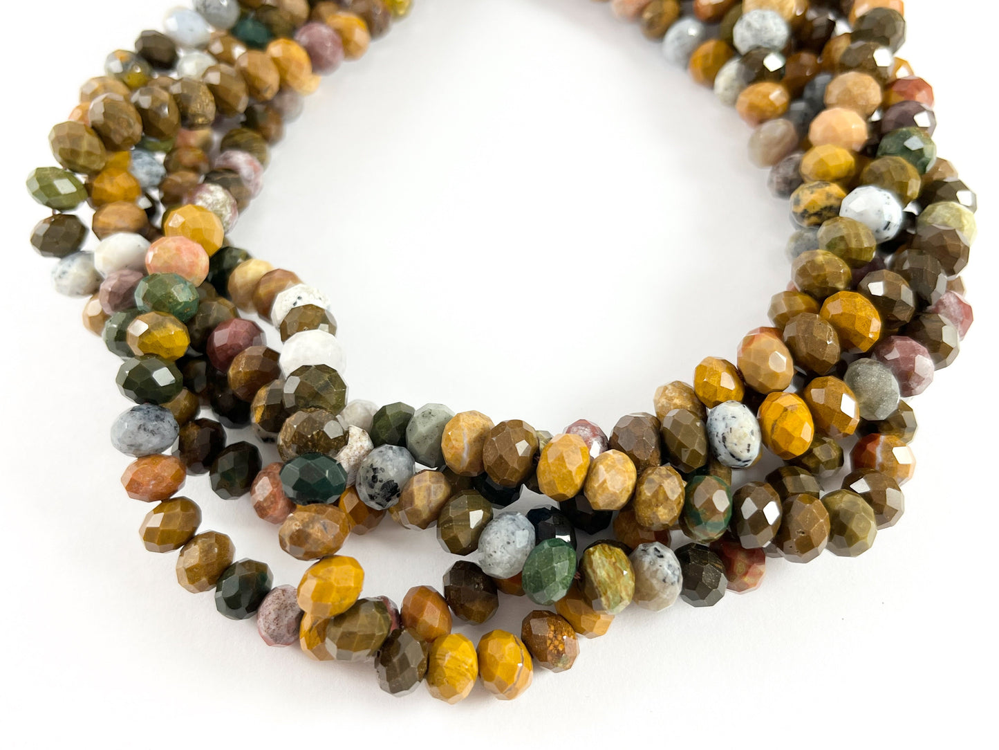Hight Quality Yellow Ocean Jasper Hand Cut Faceted Natural Stone Round Rondelle Beads 6mm 8mm 10mm