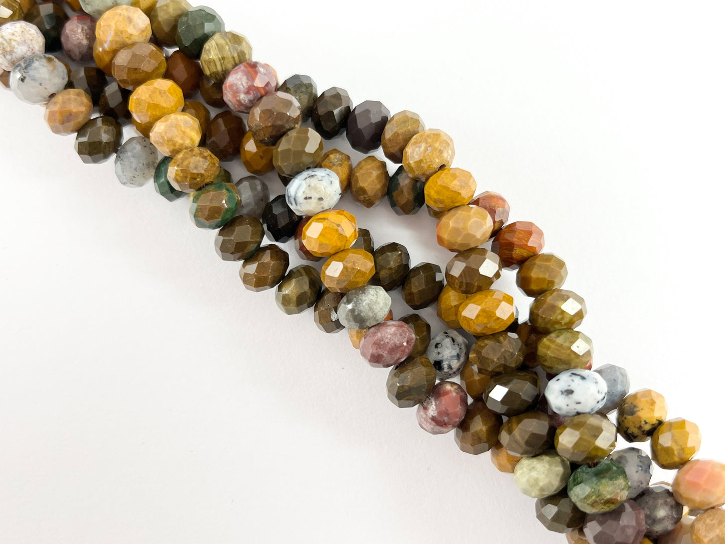 Hight Quality Yellow Ocean Jasper Hand Cut Faceted Natural Stone Round Rondelle Beads 6mm 8mm 10mm