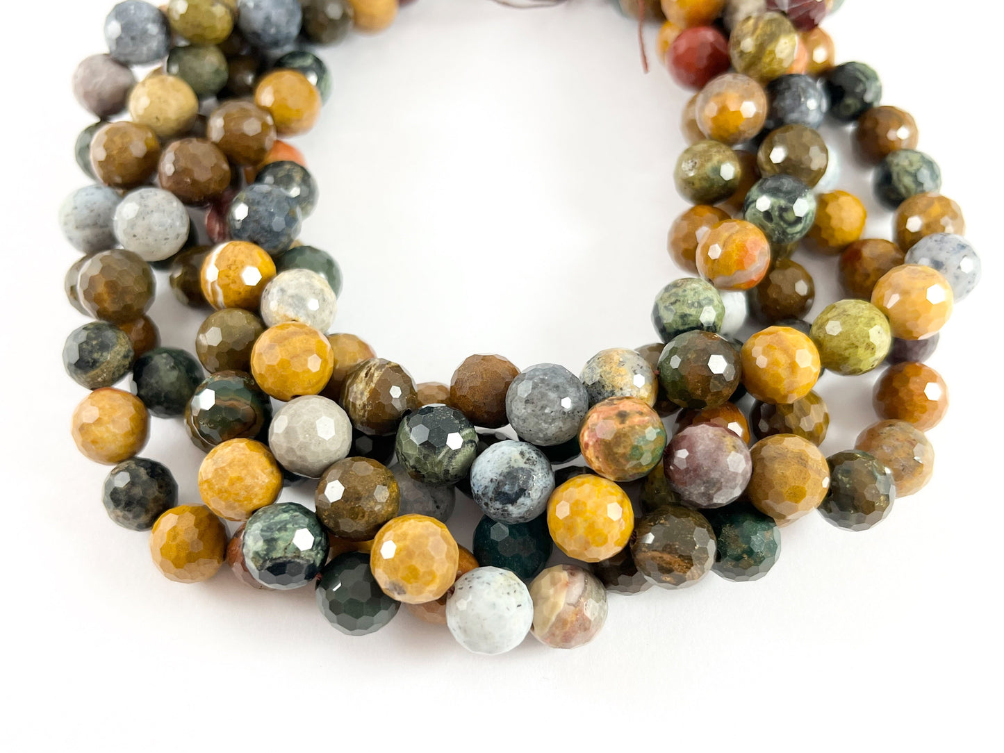 Hight Quality Yellow Ocean Jasper Hand Cut Faceted Natural Stone Round Rondelle Beads 6mm 8mm 10mm