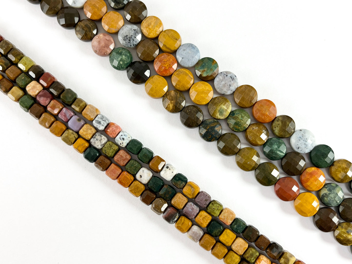 Hight Quality Yellow Ocean Jasper Faceted Cube and Coin Shape Natural Stone Beads