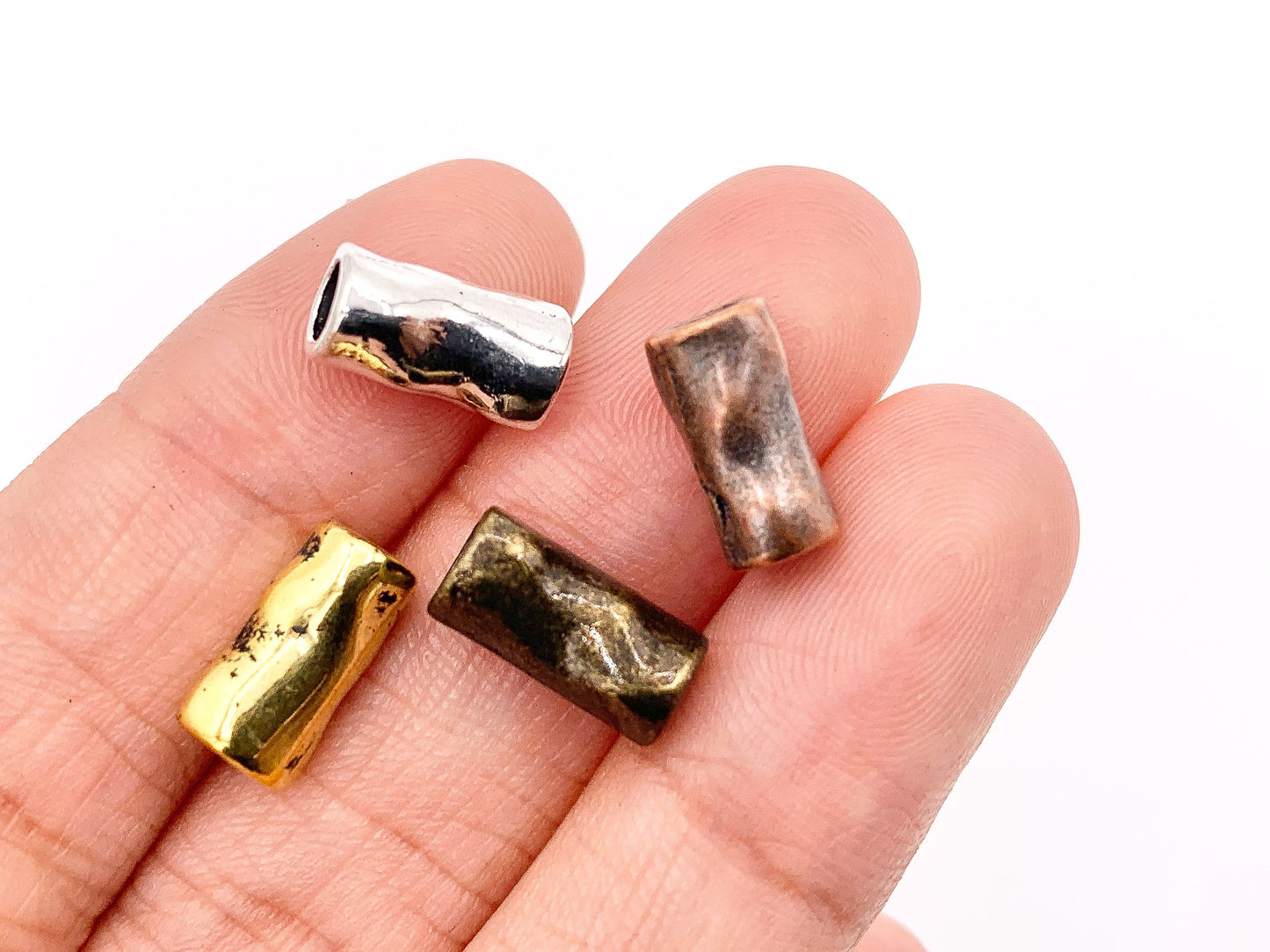 6x11mm Pewter Tube Large Hole Barrel Spacer Beads Gold, Silver, Bronze, Copper Bulk Order 125 grams