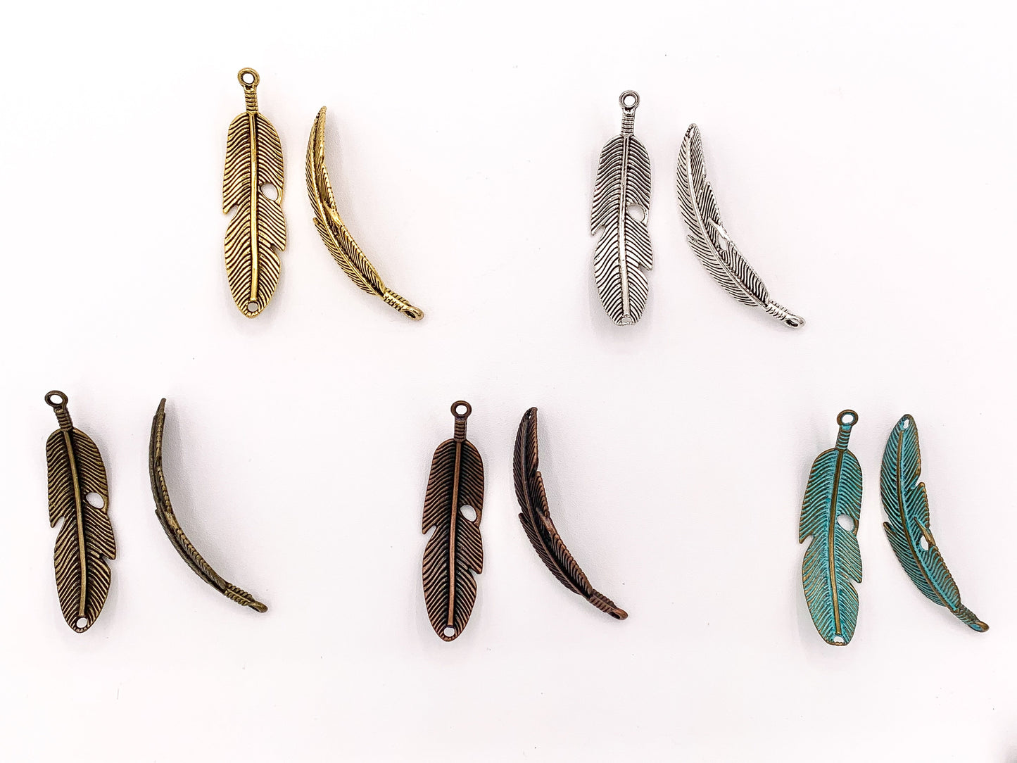 15x57mm/ 2.25 inches Pewter Feather Connectors Native American Indian Style Bulk Order in Antique Gold, Silver, Copper, Brass And Patina