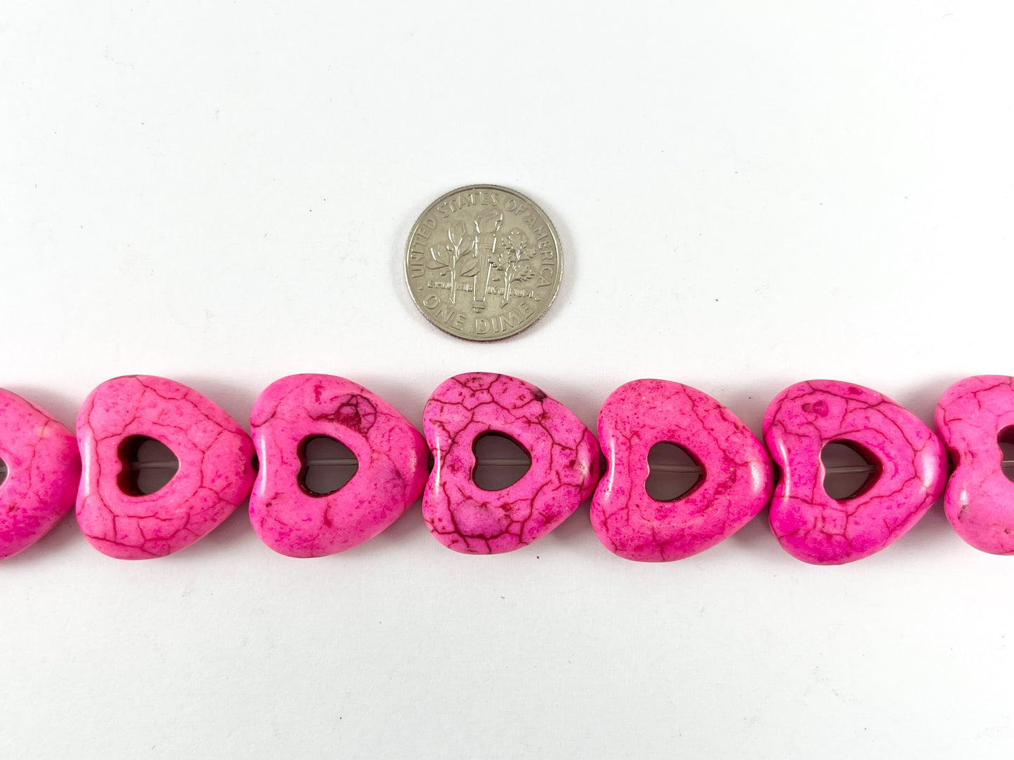 20mm Valentine's Day Hollow Heart Howlite Beads Available in Black, White, Red, Pink, Dark Blue, Turquoise and Multicolor Around 15"