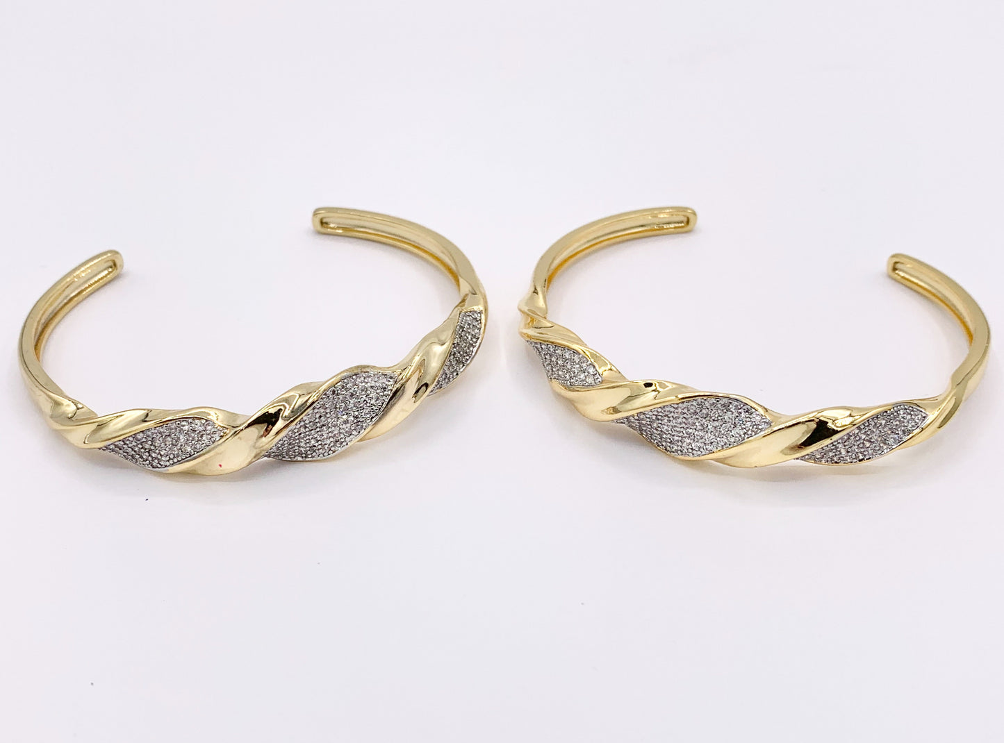 2 Tone Minimalist Twisted Adjustable Bangle in Gold/Silver Plated over Brass 1 PC