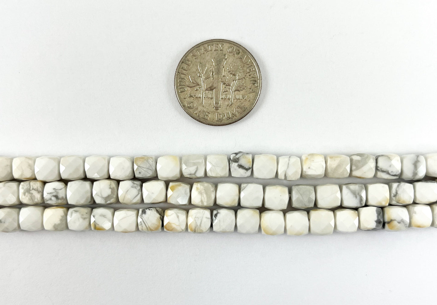 Natural White Howlite Faceted Cube Beads Natural White and Black Color Stone 5mm 6mm