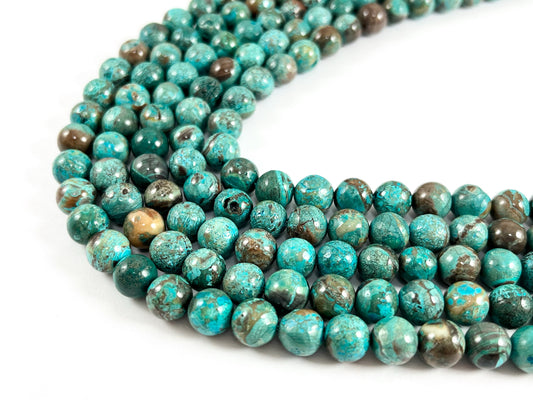 Turquoise Mushroom Jasper Beads Round Shiny Polished Smooth Natural Stone Beads 6mm 8mm 10mm 12mm Around 14-15"